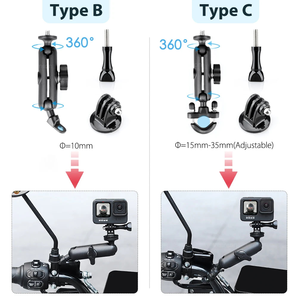 for GoPro 11 10 9 8 Motorcycle Accessories Holder Handlebar Mirror Mount Bike Bracket for DJI OSMO insta360 Action Camera