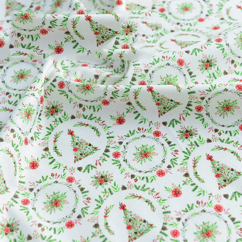 Pure Cotton Digital Printing Christmas Flower 60SManual DIY Decorate Fabric Pillow Clothes Christmas Theme Autumn and Winter New