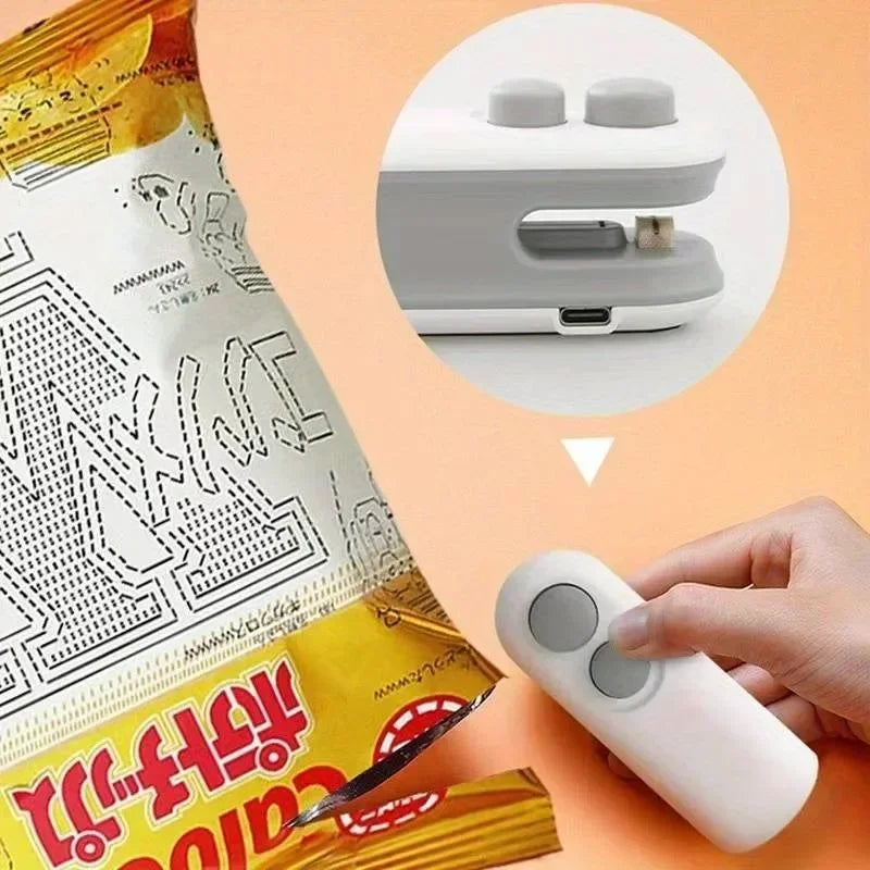 2-in-1 Mini USB-C Rechargeable Bag Sealer & Cutter – Portable Handheld Heat Sealer for Plastic Food Storage Bags