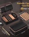 Cigar Humidor, Leather Travel Cigar Humidor, Include Cedar Wood Slot Tray, Cigar Draw Enhancer and Multifunction Cigar Cutter