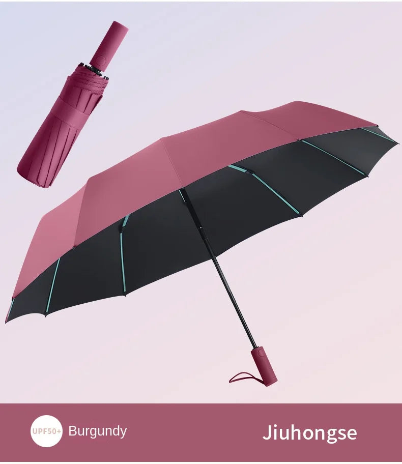 60 Rib Reinforced Large Folding Umbrella Thick Fabric Windproof Sun Rain Protection Travel Business Umbrella
