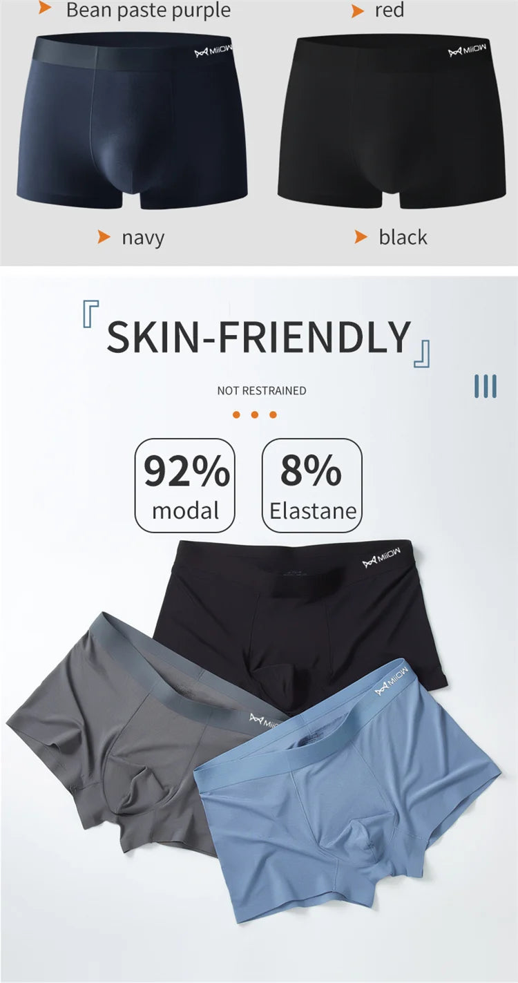 3-Pack Men’s Modal Boxer Shorts – 80 Count, Seamless Silk Crotch