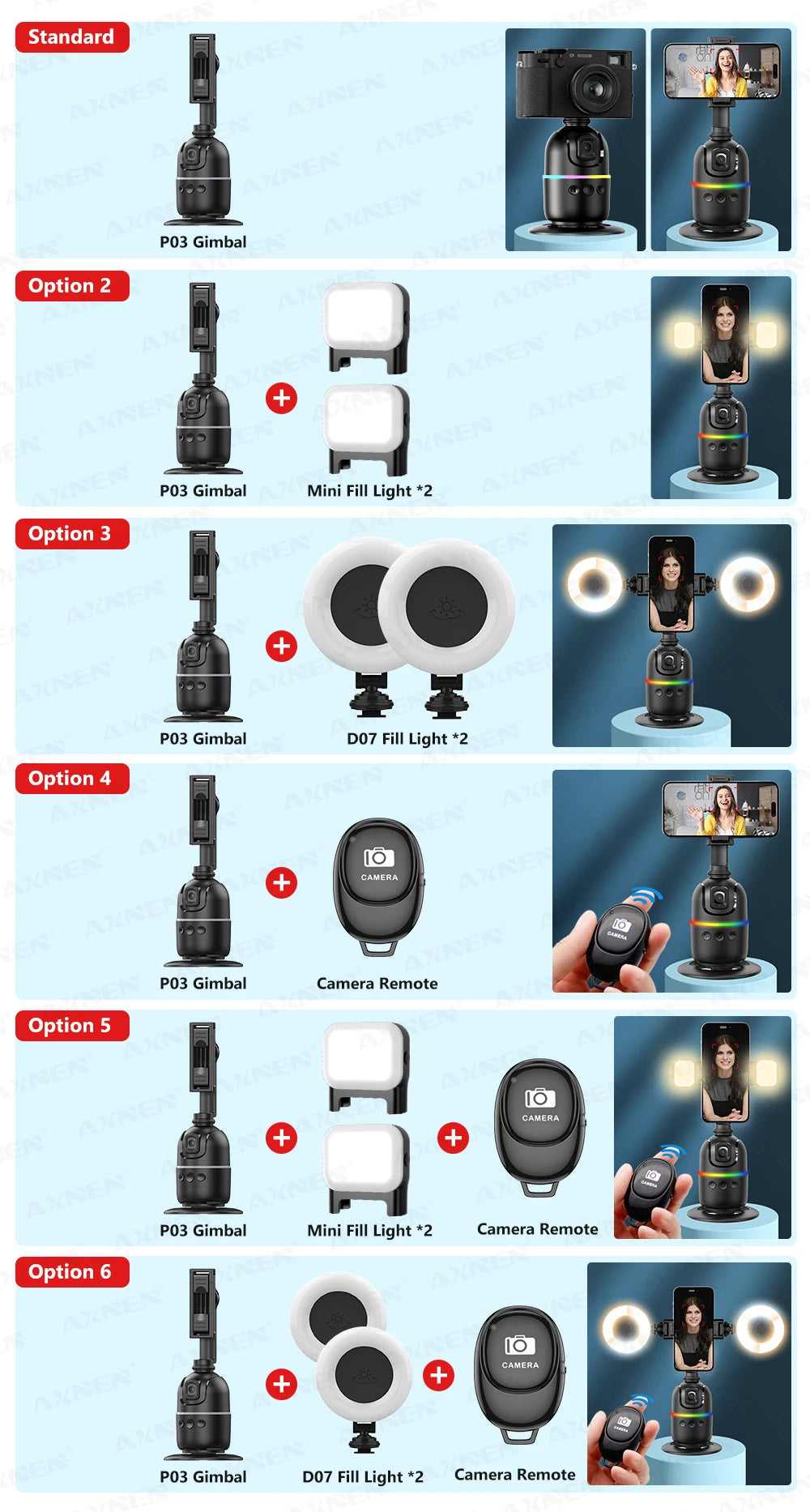 P03 Gimbal Stabilizer for Mobile Phone AI 360 Follow Selfie Stand Face Tracking Desktop Gimbal for Cellphone and Cameras