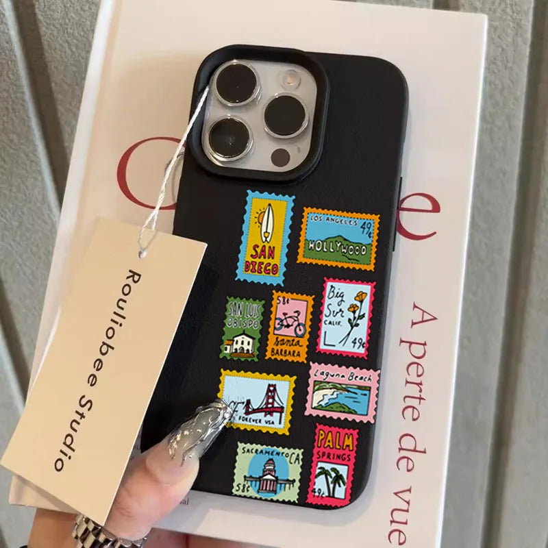 Vibrant Retro Stamp Lichee Design Phone Case For iPhone 17 16 15 14 Pro Max Plus Air 16 Plus 16E Shockproof Cover