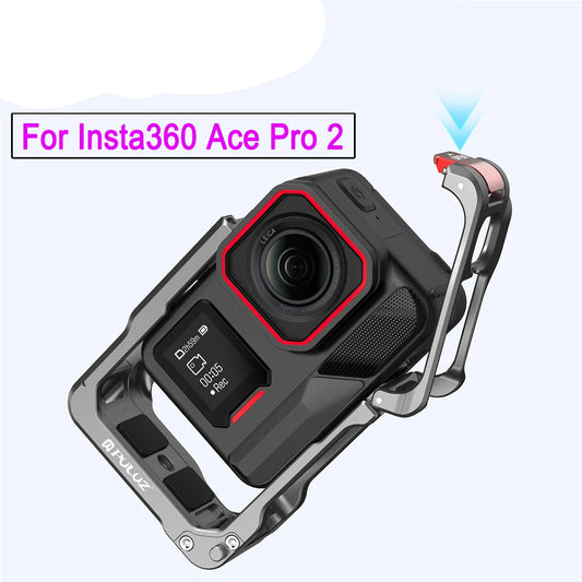 Aluminium Protective Camera Cage with Dual Cold Shoe Mounts for Insta360 Ace Pro 2