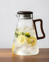 Large Capacity 2000ML Glass Cold Water Jug Heat Resistant Water Pot With Wooden Handle Filter Lid Juice Glass Pitcher Bottle