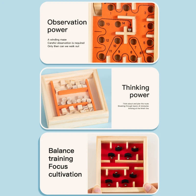 Wooden Balance Rolling Ball Maze Board Puzzle Game
