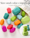 Wood Rainbow Stones Block Colorful Wooden Building Block Rainbow Stacker Balancing Stone Montessori Educational Toy Children