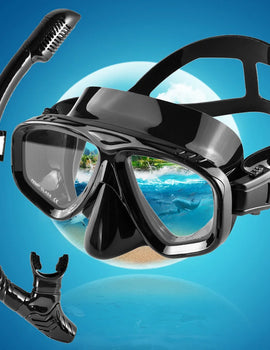 Dry Snorkel Set Diving Mask Professional Scuba Swimming Goggles Anti-Leak Anti-Fog Wide View Tempered Glass Lenses Adults Youth