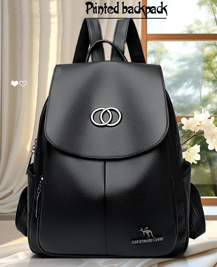 Backpack High Quality Leather Large Capacity Shoulder Bag Travel Backpack