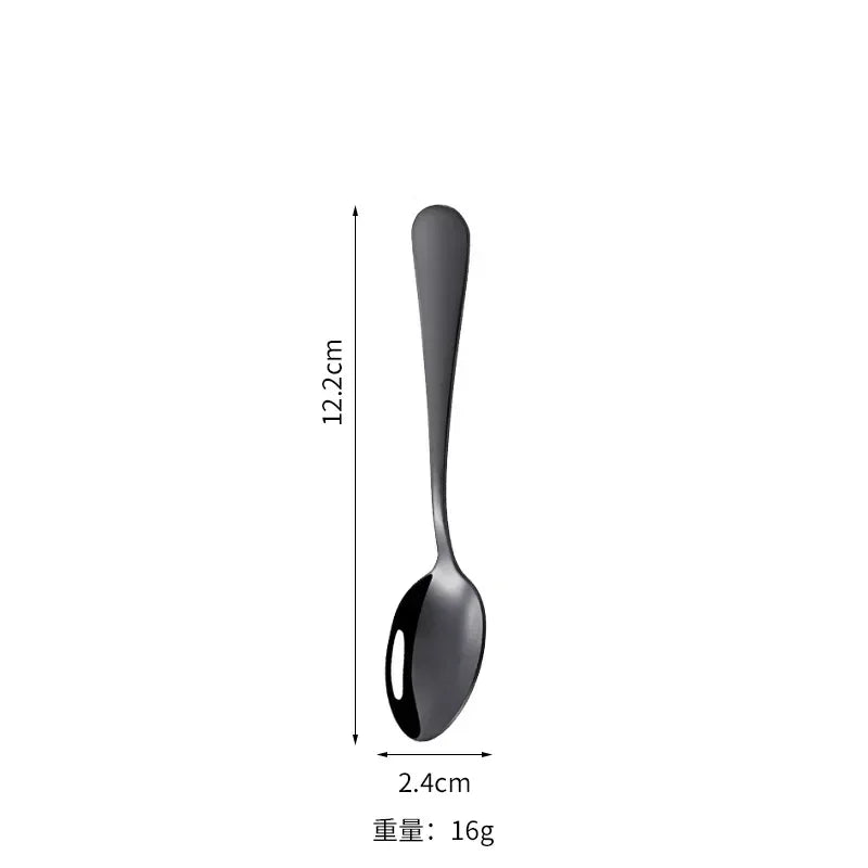 Small Gold Korean Spoon Mini Stainless Steel Soup Spoon Multi-purpose Tableware for Dessert Seasoning Coffee Cake Gift