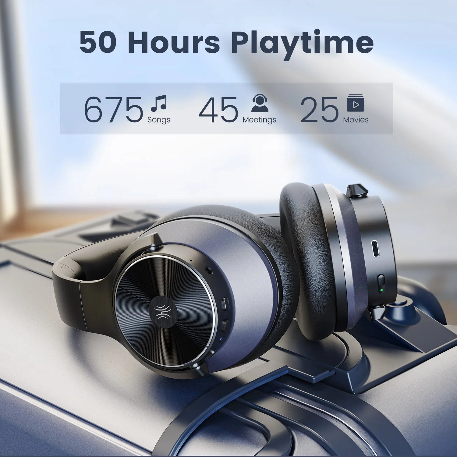 A10 Bluetooth 5.4 Headphones Hybrid Active Noise Cancelling With Hi-Res Audio Over Ear Wireless Headset ANC With 5-Mic