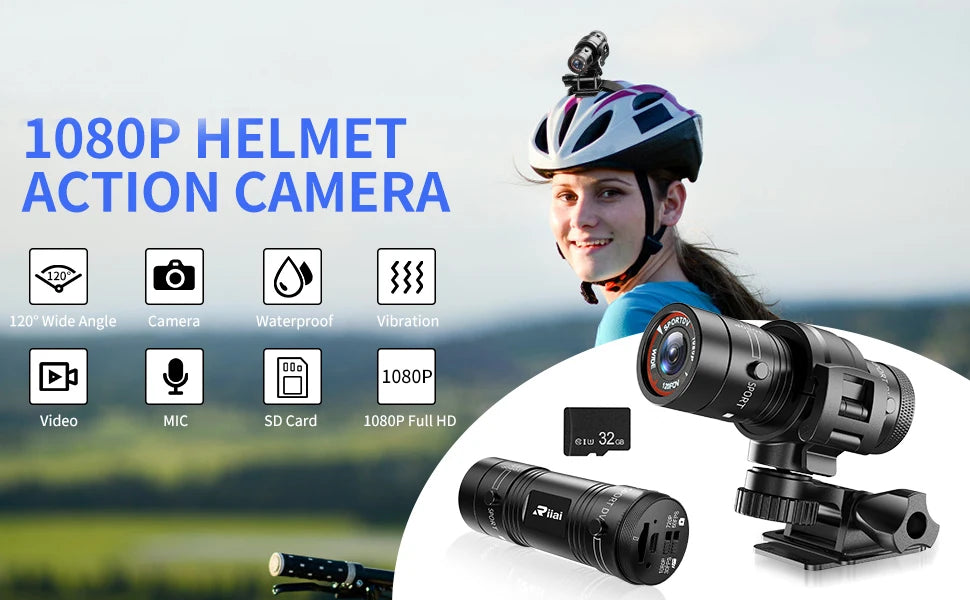 1080P Helmet Action Camera for Motorcycle Bicycle and Outdoor Sports Recording