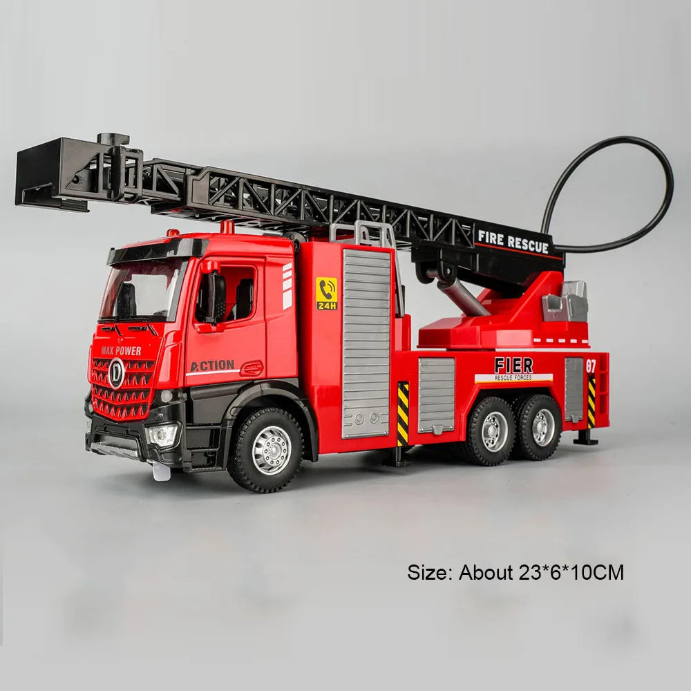 1:32 Ladder Truck Water Tanker Military Missile Rocket Launcher Trucks Model Toy Car Metal Diecast Sound Light Models Boys Gifts