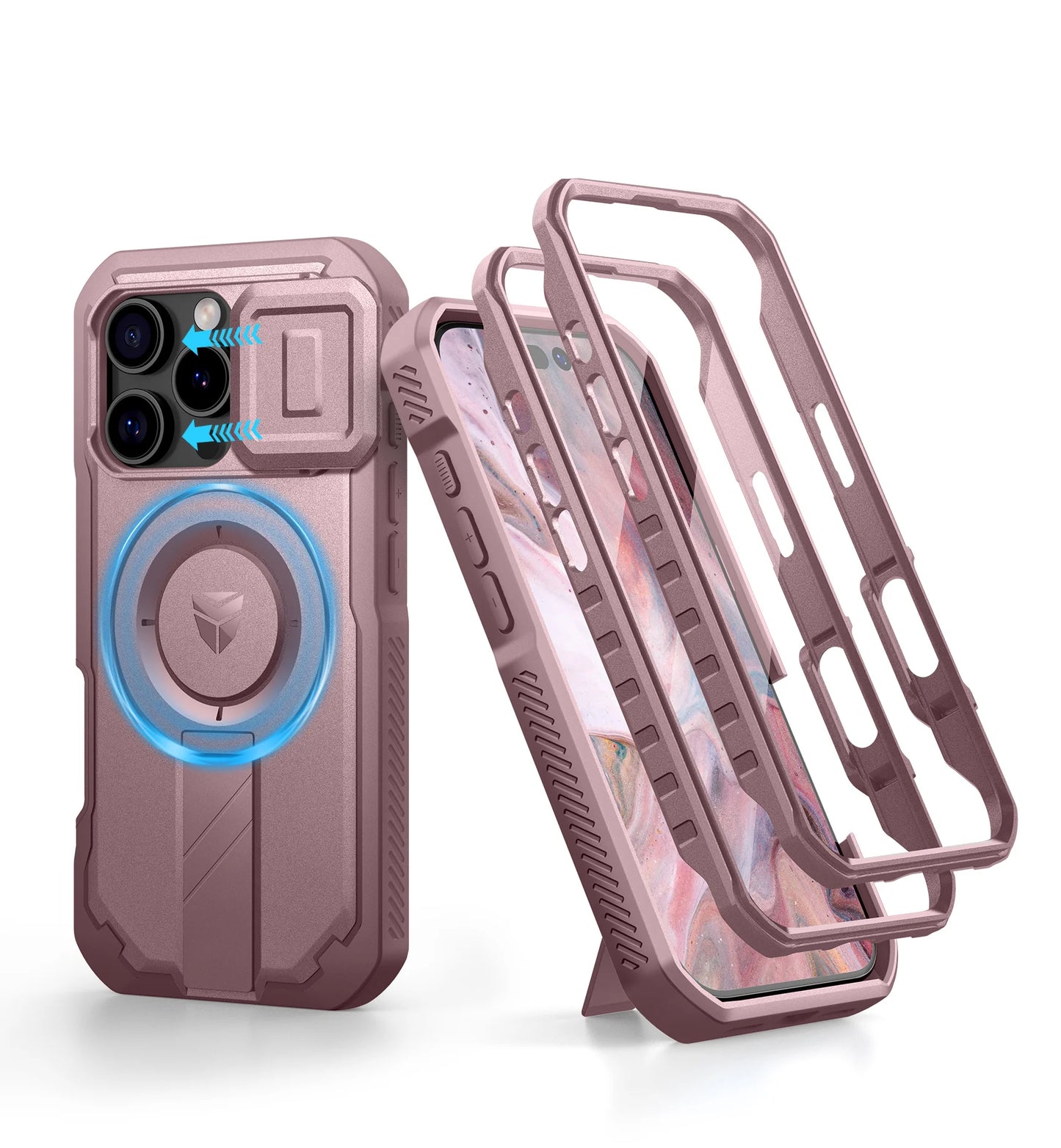 For iPhone 16 Pro Case with MagSafe Rugged Armor Shockproof  with Built-in Sliding Camera Cover Built-in Screen Protector holder