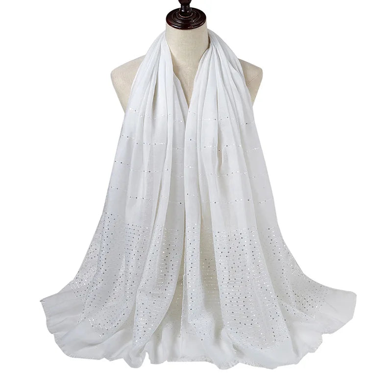 Cotton Hijabs Scarf Muslim Islamic Headscarf For Women Lady Soft Cotton Linen Tassel Sequins Islamic Hijab Shawl Wraps