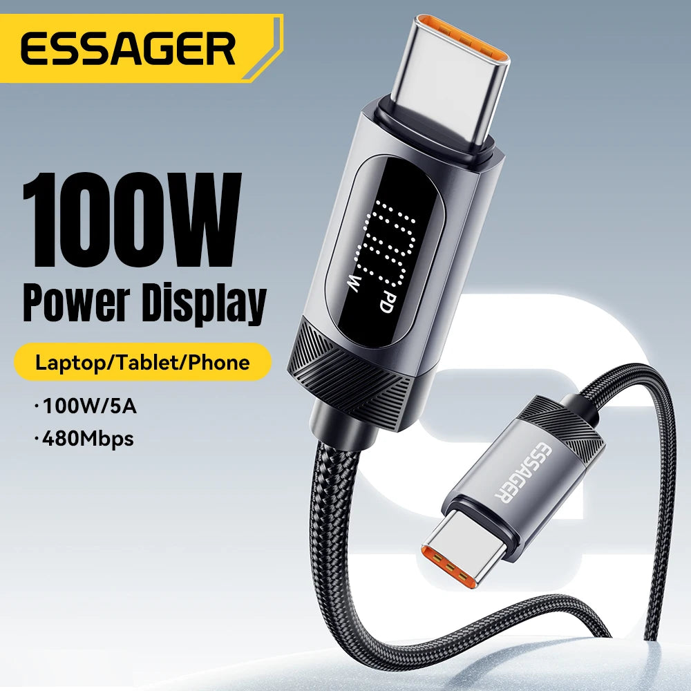 100W USB-C to USB-C Cable with Digital Display