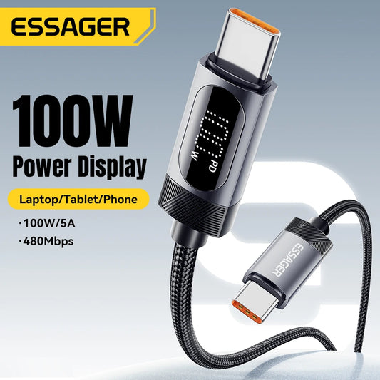 100W USB-C to USB-C Cable with Digital Display