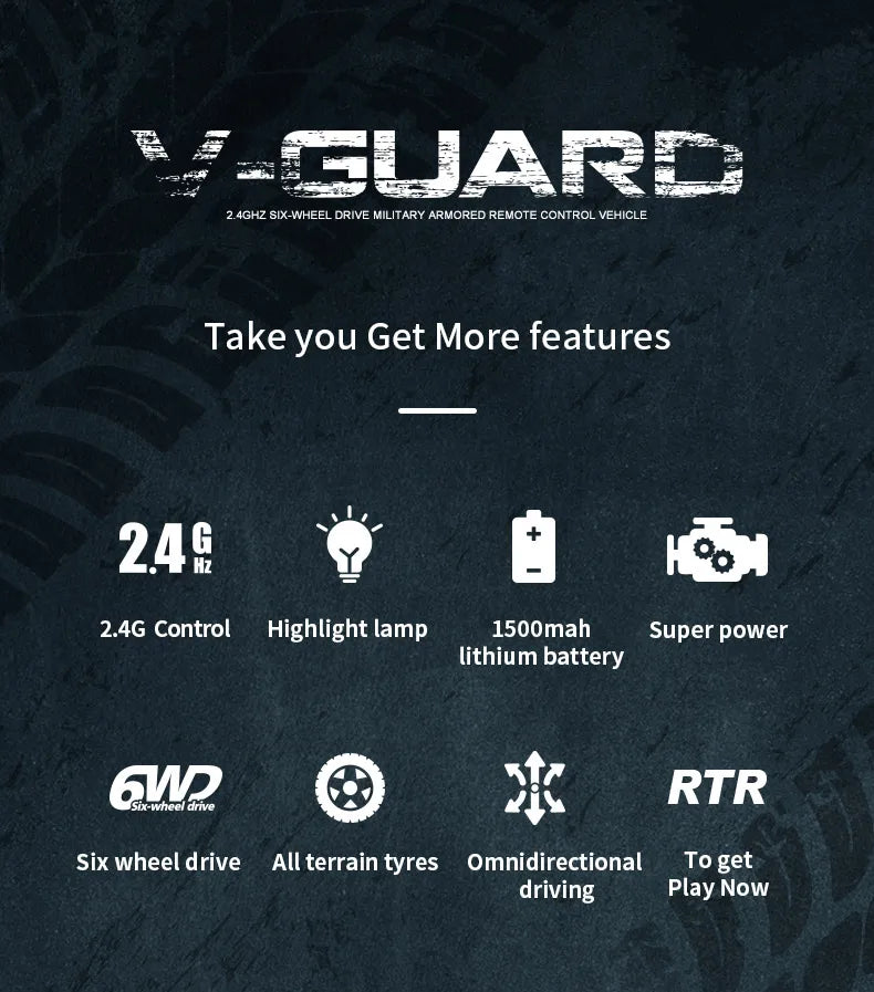 6WD Armored RC Car Simulation Military Transport Truck 360° Stunt High-speed Climbing 2.4G Remote Control Model Boy Toy