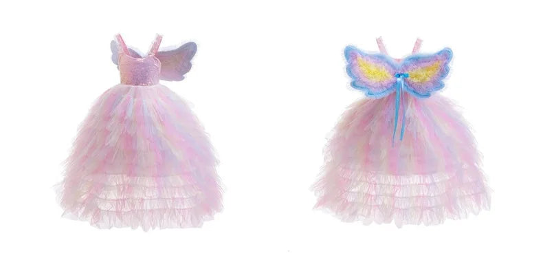 2026 New Baby Girls Princess Dress - Sleeveless Fairy Wings Tutu Gown for Birthday Party & Photoshoot