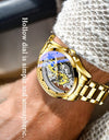Men Watch Skeleton Quartz Wristwatch Gold Skeleton Retro Man Watch Top Brand Luxury Clock Watches