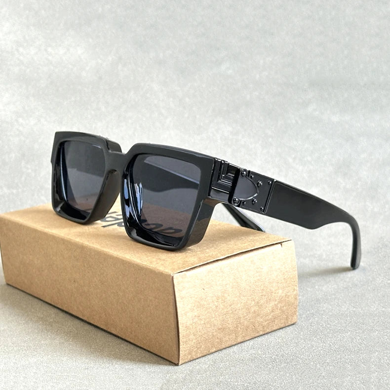 Retro Millionaire Square Sunglasses With UV400 Protection