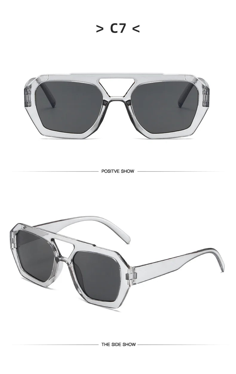 Big Frame Women's Sunglasses Retro Double Bridges Leopard Brown Gradient Eyewear Fashion Luxury Designer Sun Glasses