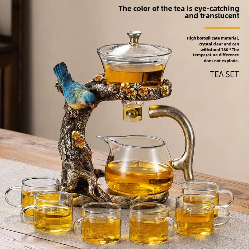 Glass Kung Fu Tea Set with Magnetic Suction Teapot and Tea Cups 900ml