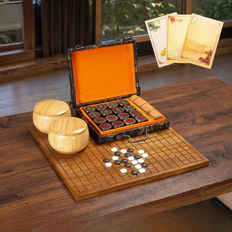 2 in 1 Wooden Chinese Chess & Go Board Game Set