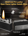 Vintage Kerosene Lighter, Windproof Soft Flame, Metal and Leather Trench Lighter, Fluid Refillable Pocket Lighters