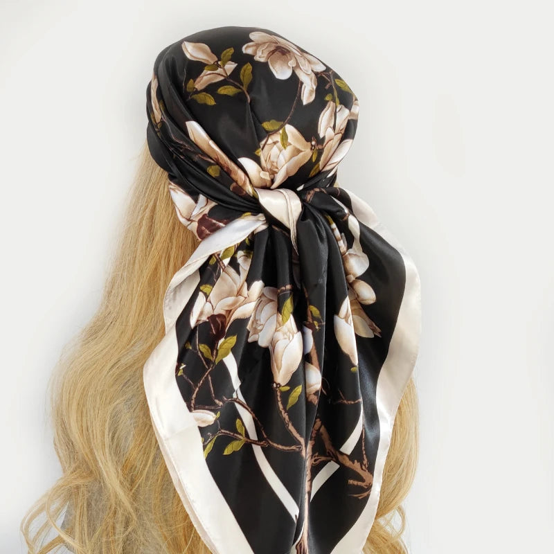 Retro Women Silk Scarf Bandanna Fashion Bohemian Pattern Square Hijab Lady Wrap Headband foulard muffler