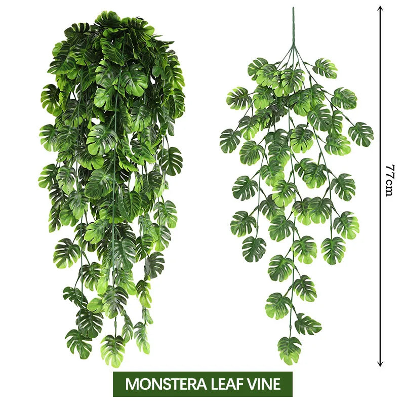 80CM Artificial Persian Fern Plants Vine Hanging Baskets Fake Plant Garland Rattan for Wall Garden Home Wedding Party Decor