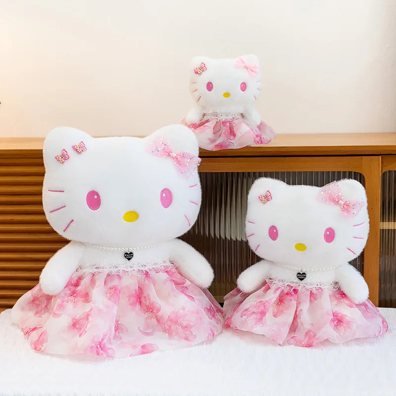 Cute Blue Pink Cat Character Plush Stuffed Doll Toy