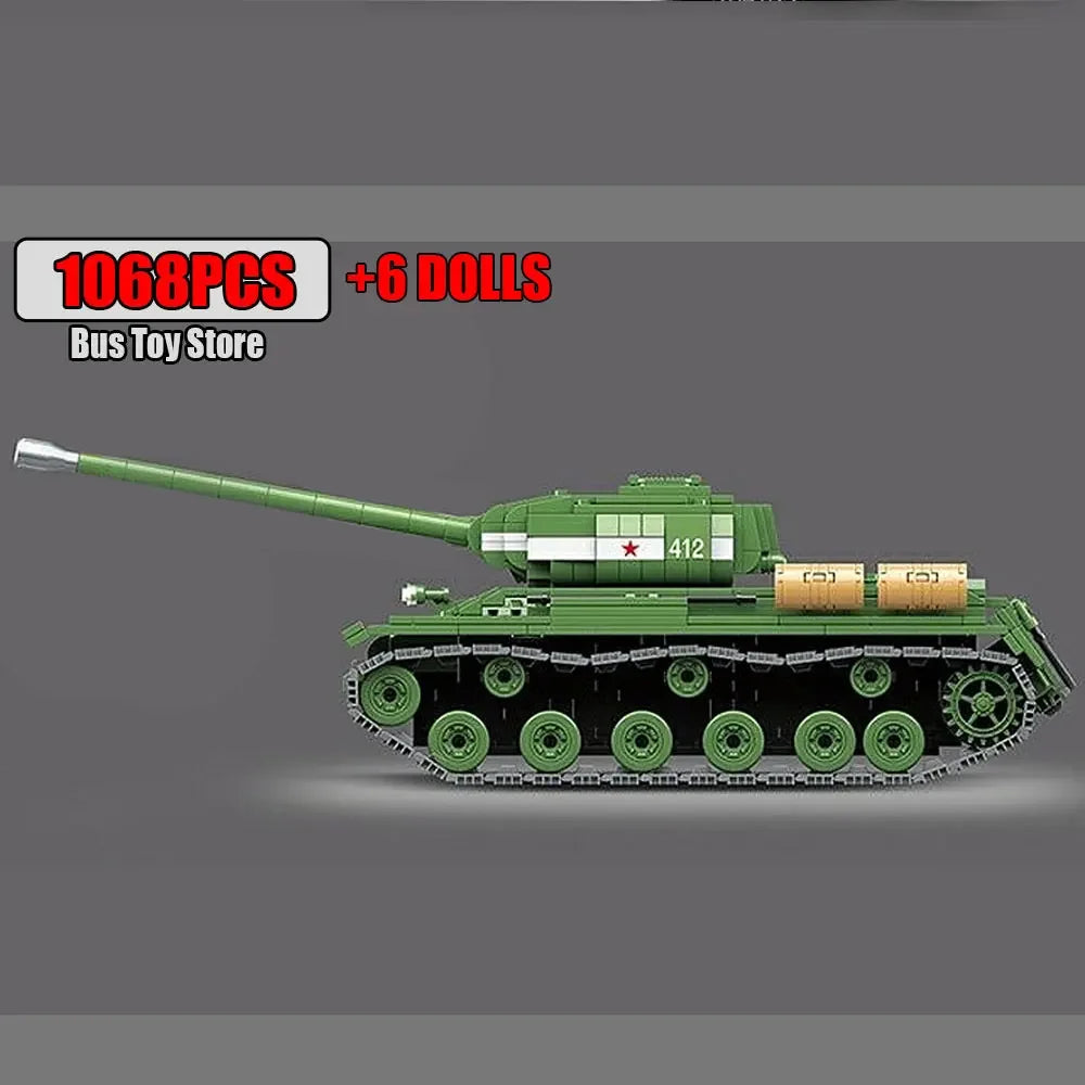 Soviet Military Series IS-2M Tank KV-2 Heavy Tank Truck WW2 Tank Building Blocks Bricks Model Set Toys for s Gifts Technical