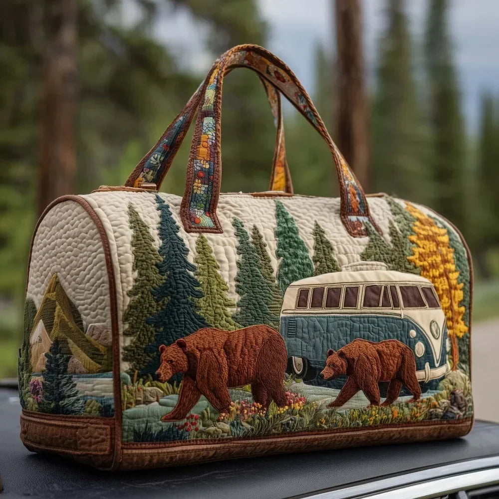 3D Quilted Travel Duffle Bag Large Capacity Overnight Tote