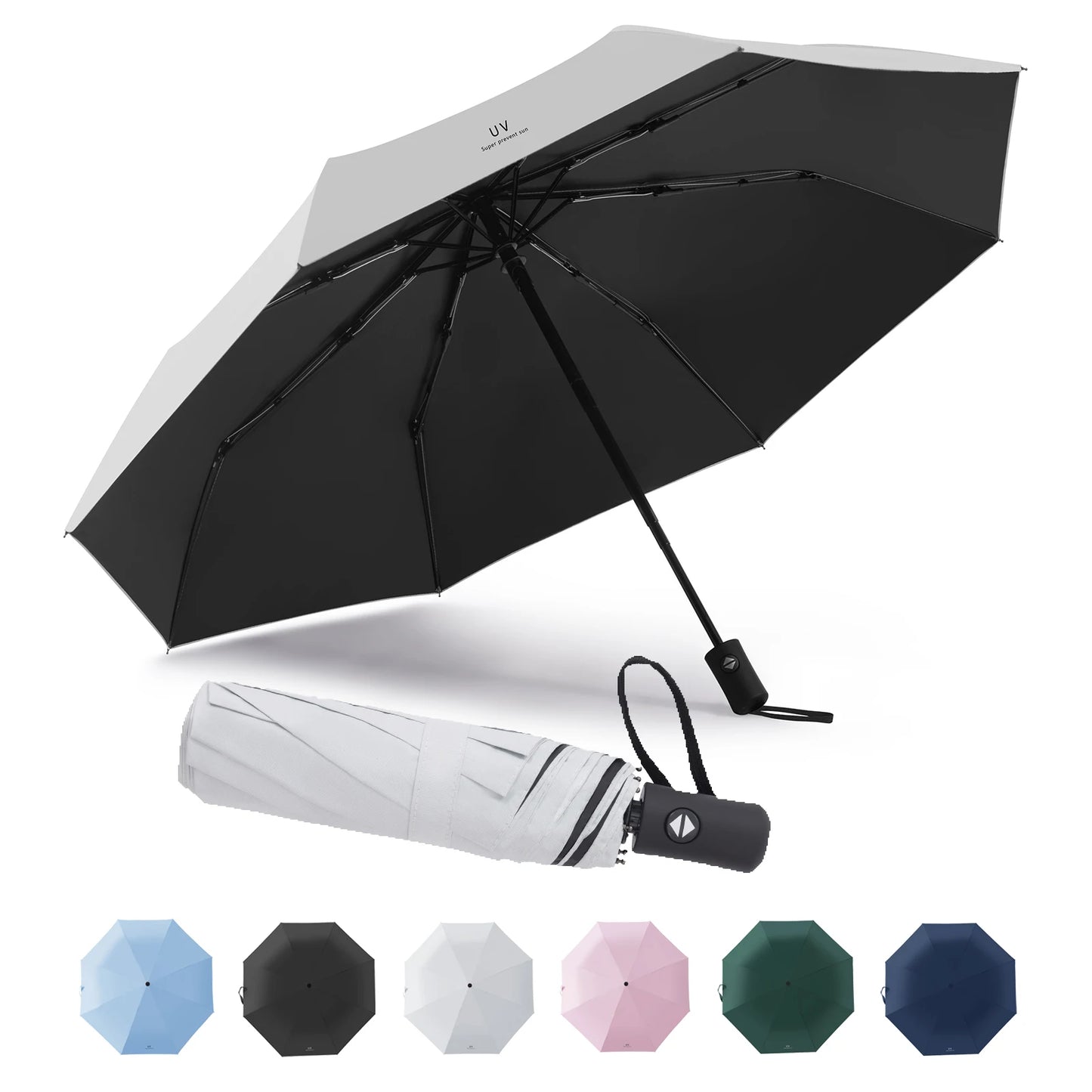 Compact Portable Folding Umbrella UV Protection Strong Wind Resistant Travel Rain Umbrella for Men and Women