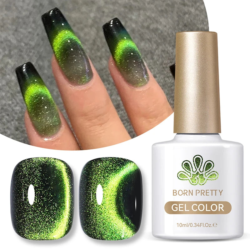 10ml Green Cat  Gel Ultra Shine Semi Permanent Soak Off UV Gel Manicure Nail Art Varnish Sparkling Nail Art
