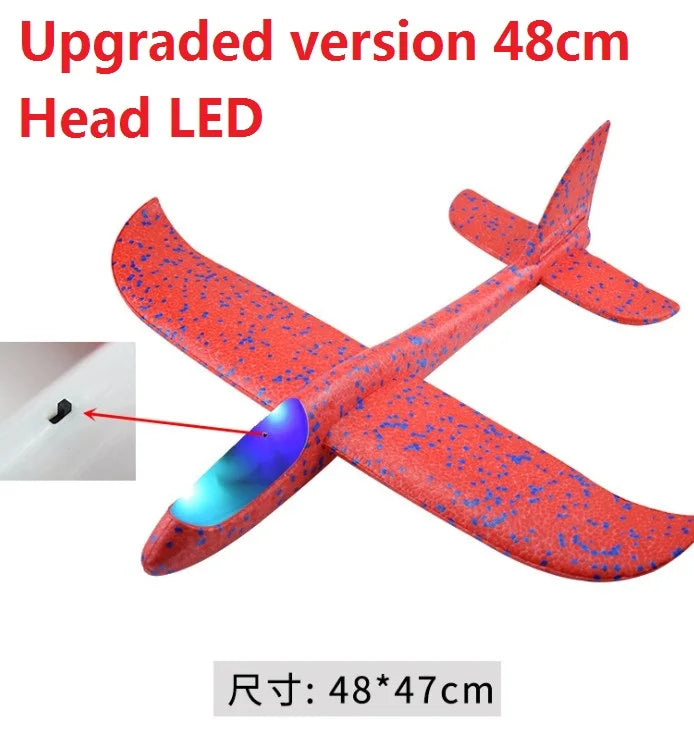 48cm LED DIY Kids Toys Hand Throw Flying Glider Planes Foam Aeroplane Model Party Bag Fillers Flying Glider Plane Toys Kids Game