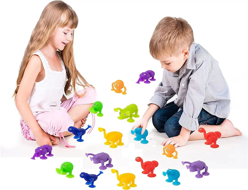 Soft Silicone Building Blocks Toy Animals Shape Suction Cup Bath Toys Parent- Interactive Games Stress Relief Toys