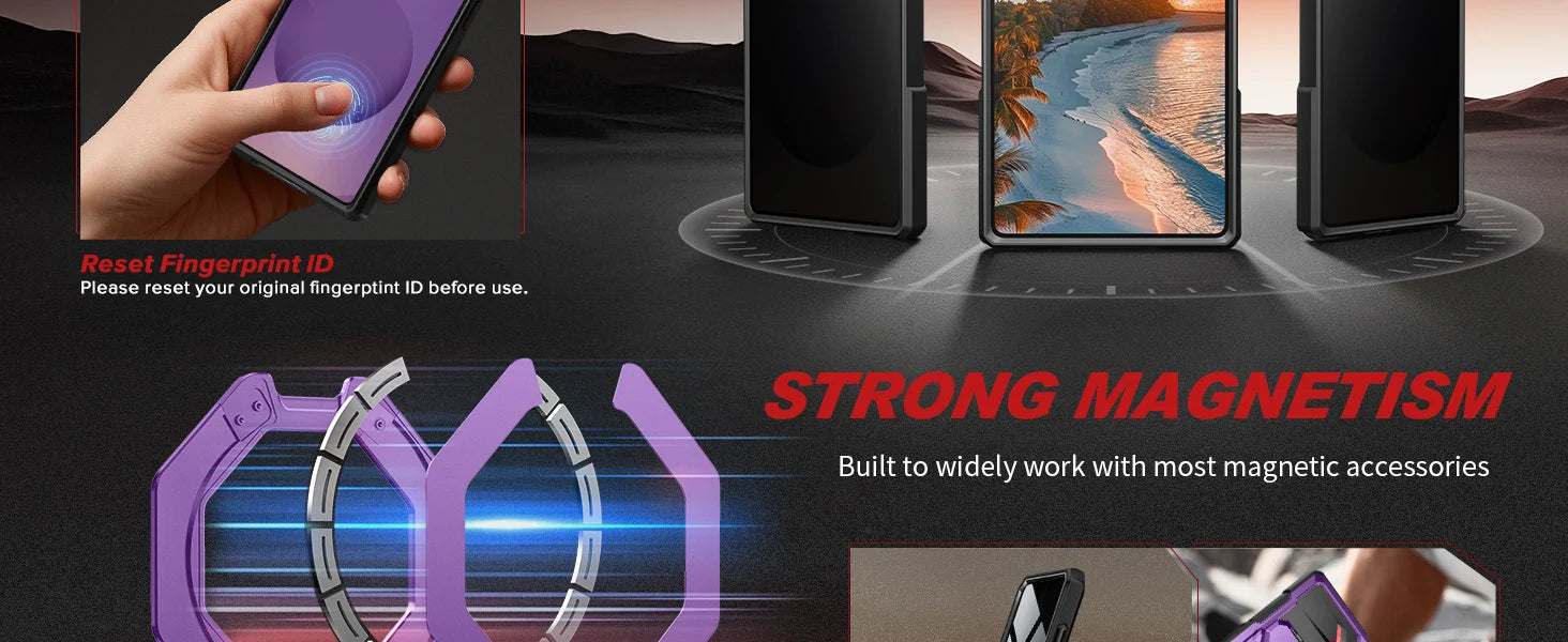 Case for Samsung Galaxy S25 Ultra with Privacy Screen Protector, MagSafe-Compatible Ring Stand, and Rugged Slim Design