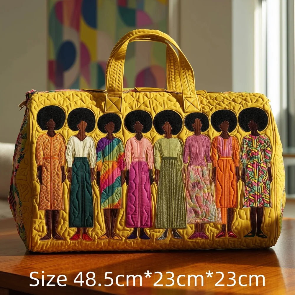 3D Quilted African Tote Bag for Women Colorful Tribal Print African Ladies Sunset Fruit Basket Gym Boho Festival Overnight Bags