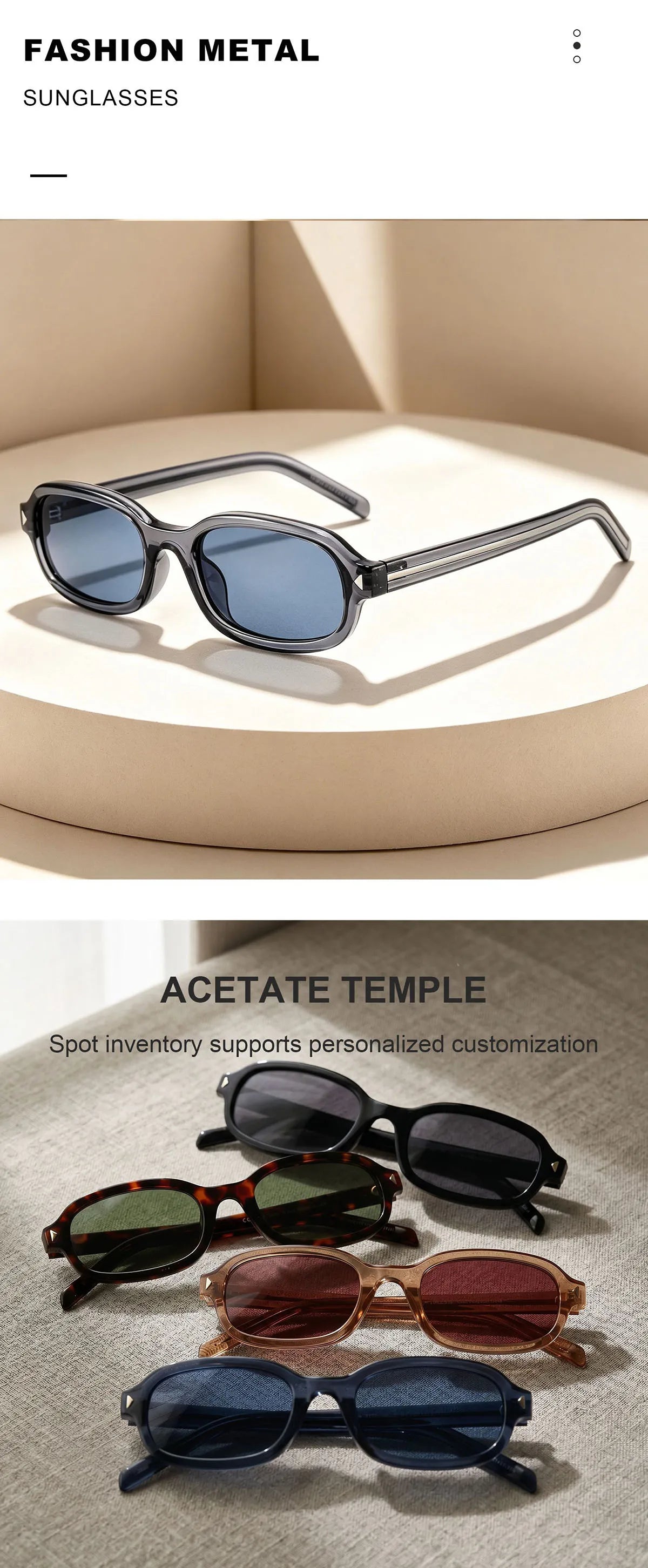 Oval Fashion Sunglasses With UV400 Protection