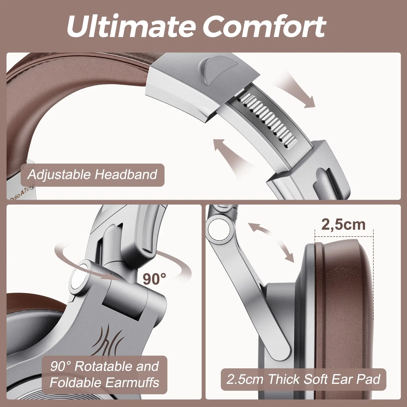 A70 Fusion Wired + Wireless Bluetooth 5.2 Headphones For Phone With Mic Over Ear Studio DJ Headphone Recording Headset