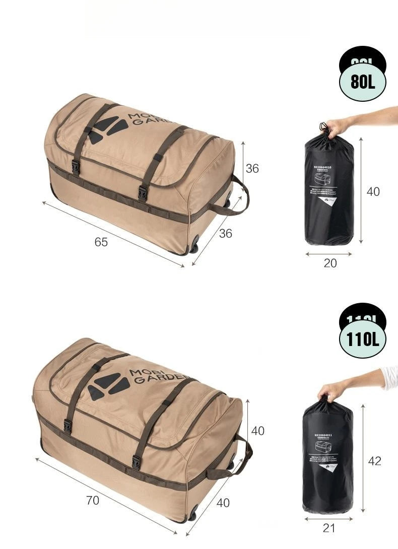 80/110L Large Capacity Folding Tug Bag Outdoor Camping Travel Suitcase Picnic Food Storage Bag Camping Equipment Storage Box