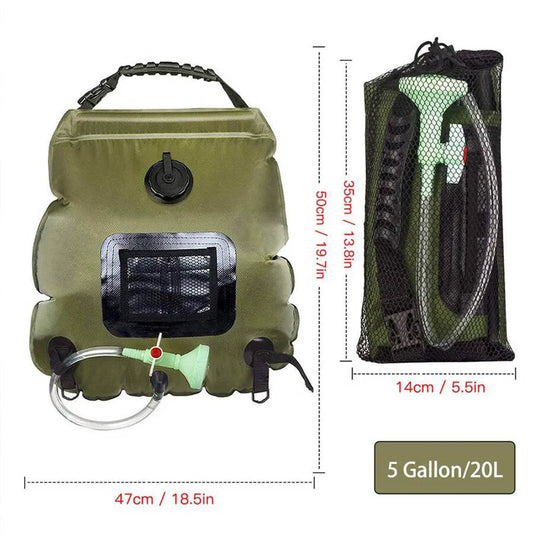20L Solar Heated Camping Shower Bag with Removable Hose
