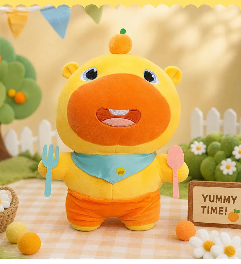 Capybara Lulu Plush Toy With Fork Spoon Soft Stuffed Animal