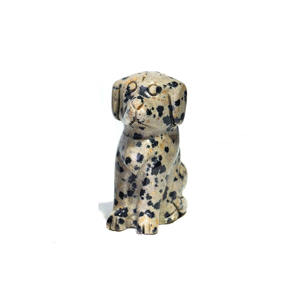 1PC Cute Spotted Dog Natural Stone Puppy Carving Gift for Her Souvenir Delightful Home Decor Reiki Stone Ornaments