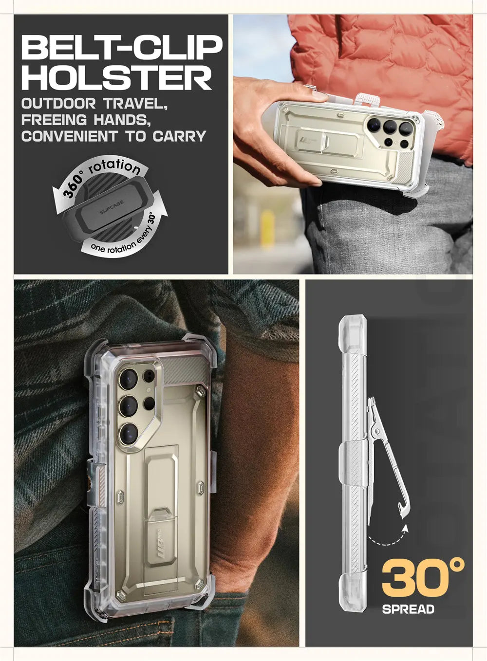 For Samsung Galaxy S25 Ultra Case UB Pro Full-Body Dual Layer Rugged Belt-Clip Phone Case with Built-in Screen Protector