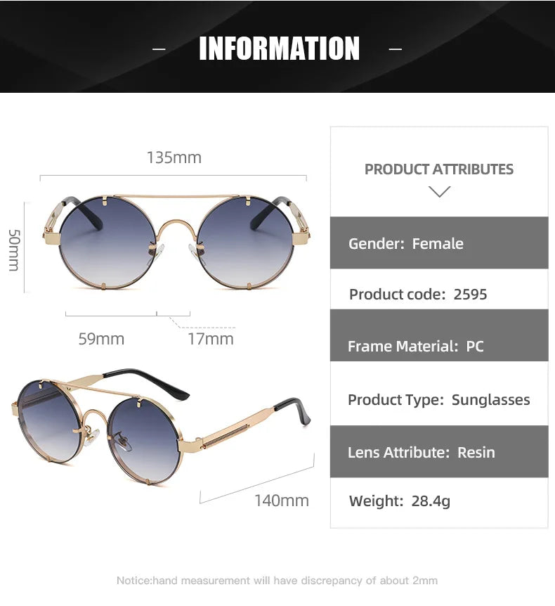 Round Steampunk Sunglasses With UV400 Protection