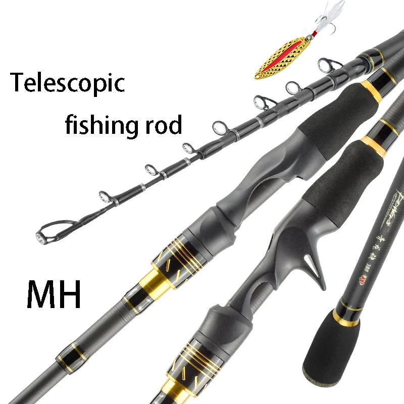 1.8m 2.1m Fishing Rod 7 Section Travel Ultra Light Carbon Casting Spinning Rod Lure 5-35g Fishing Tackle MH Spining Rod